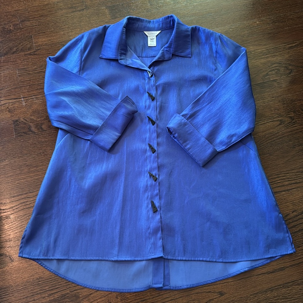 Multiples Electric Blue Top Jacket-Asymmetrical, … - image 7